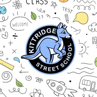 Blue Kangaroo Logo that says Kittridge Street School with school images